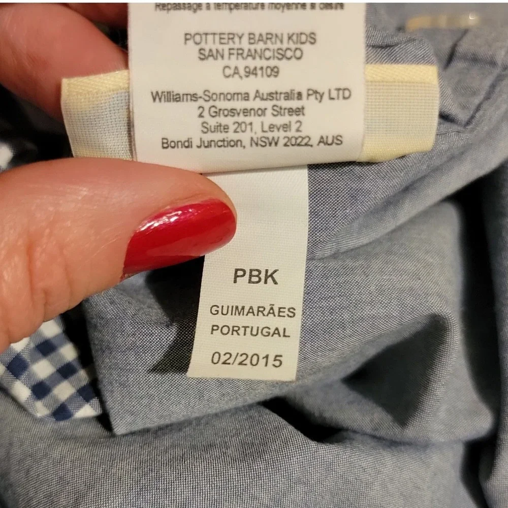 Pottery Barn Kids Blue Gingham Reversible Cotton Duvet Cover Full Queen Portugal